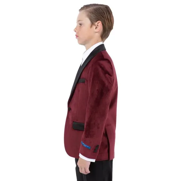 Perry Ellis Boys Burgundy Velvet Jacket Only - Picture 4 of 5